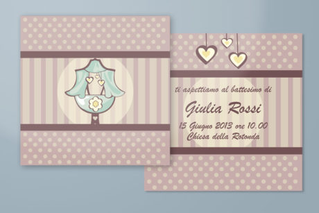 Invito con disegno di una dolcissima culla piena d’amore, per battesimo o babyshower !